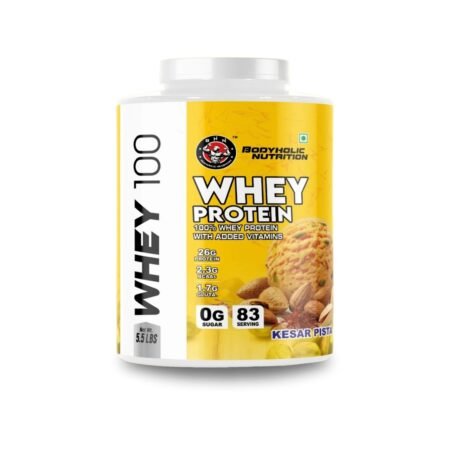 Bodyholic Nutrition 100% Whey Protein 2.5 kg with Added Vitamins (Kesar Pista)