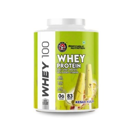 Bodyholic Nutrition 100% Whey Protein 2.5 kg with Added Vitamins (Kesar Kulfi)