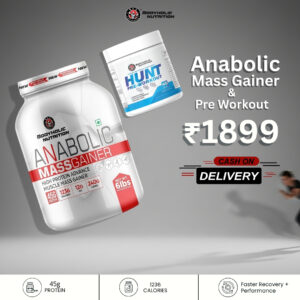 Bodyholic Nutrition Anabolic Mass Gainer (2.7kg) + HUNT Pre-Workout Combo | High-Calorie Bulking Stack