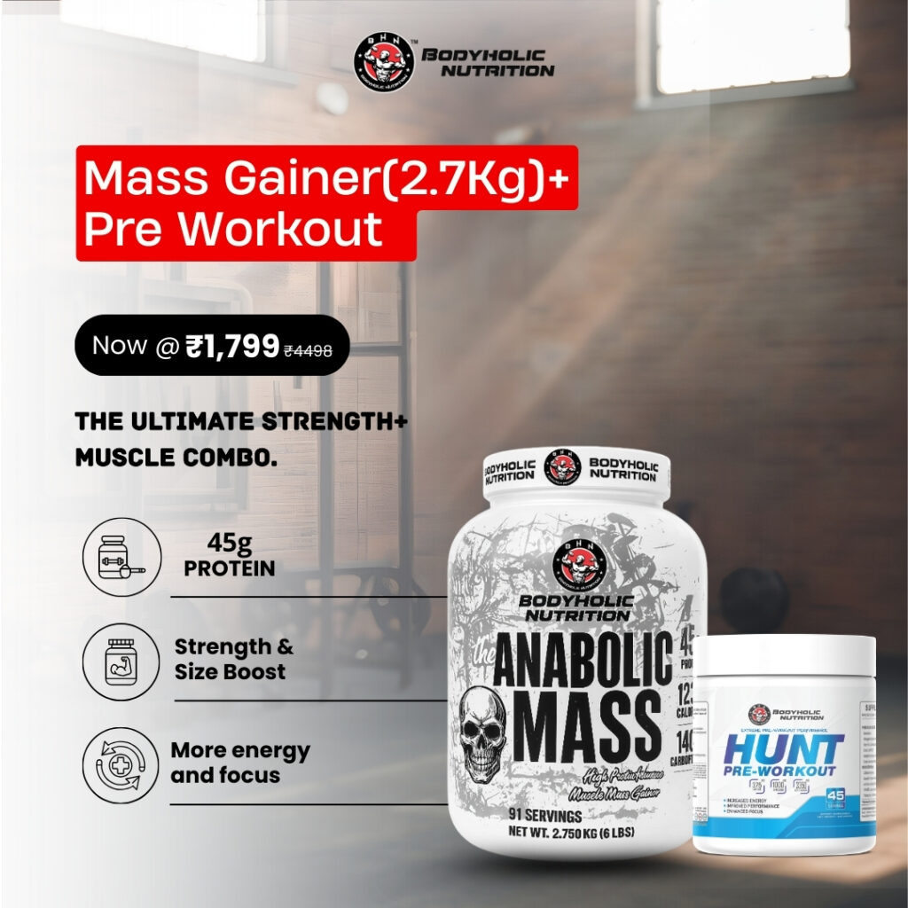 Bodyholic Nutrition HUNT Pre-Workout energy and pump formula container.